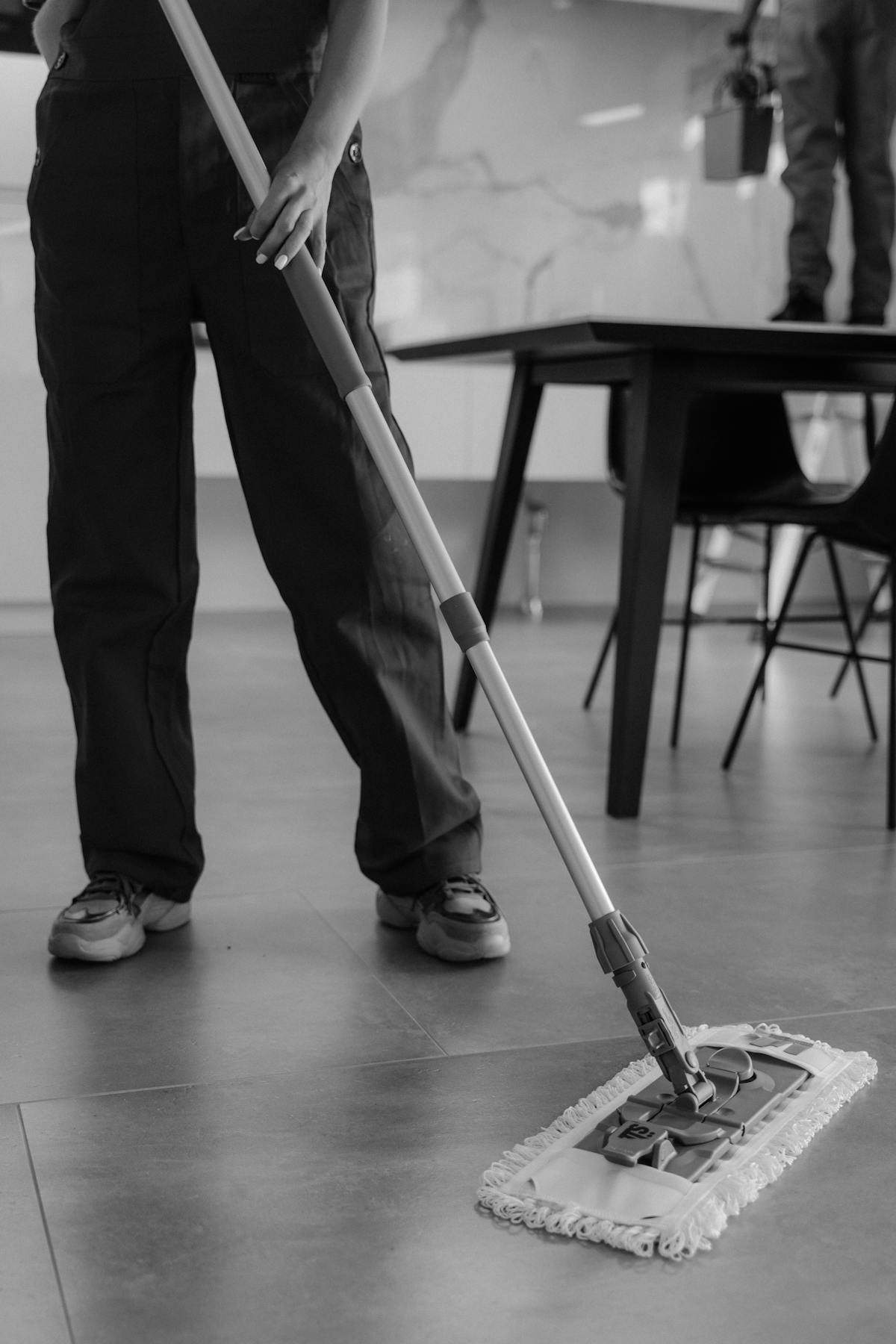 Cleaning service in a modern interior